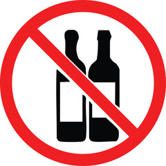 No Alcohol Symbol - Red Circle and Slash Prohibition Icon for Alcohol-Free Zones