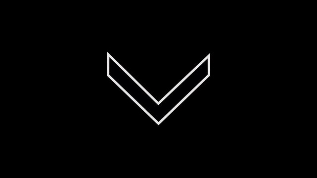 Simple chevron arrow points down slowly against black background subtle animation subtle motion