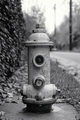 Fototapeta premium A vintage fire hydrant stands next to a street.