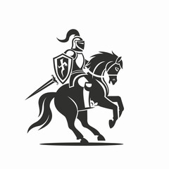 Knight on horseback silhouette heraldry royalty warfare and medieval themes