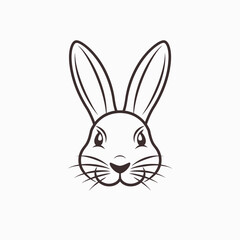 Obraz premium Minimalist rabbit face illustration with long ears and whiskers design