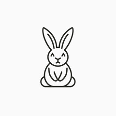 Fototapeta premium Minimalist rabbit icon in black and white against a white background