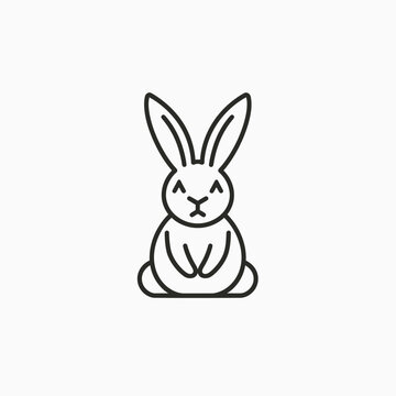 Minimalist rabbit icon in black and white against a white background