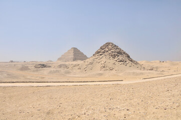 Pyramid of  old kingdom Pharaoh Userkaf and Djoser in the Saqqara necropolis, Egypt