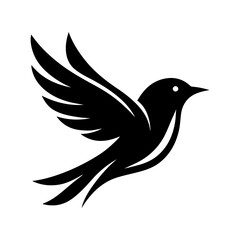 Fototapeta premium Black bird in flying vector silhouette