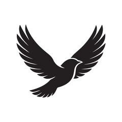 Obraz premium Black silhouette vector of flying dove