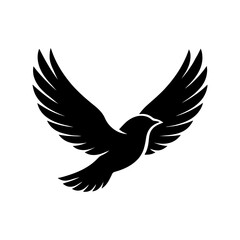 Obraz premium Black silhouette vector of flying dove