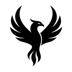 Fototapeta premium Black Phoenix Silhouette Vector Icon