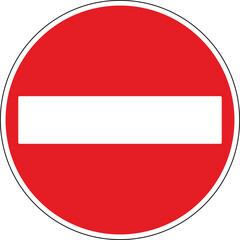 Obraz premium No Entry Traffic Sign Vector; UK Road Sign 616 Red Prohibitory Vector