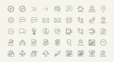 Collection of Simple Line Icons for Communication and Technology.