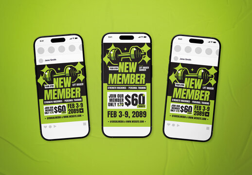 Black & Green Maximalist Fitness Gyms News Member Promotion Social Media