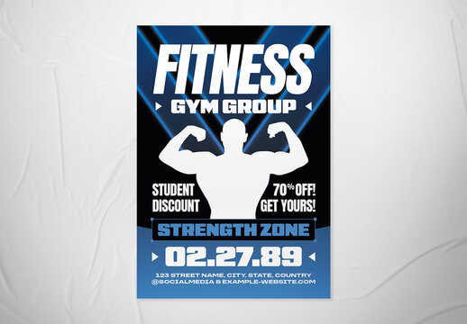 Blue Bold Modern Fitness Gym Promotion Flyer