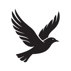 Fototapeta premium Black silhouette vector of a flying bird