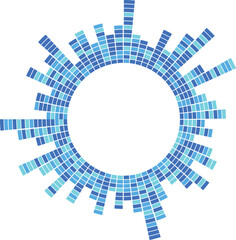 Dynamic Blue multicolored Circle Equalizer, visualization. Equalizer frequency signals audio circle with space, conceptual futuristic technology. Transparent background. Sound Element. Music, speaking
