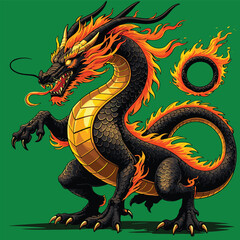 Fototapeta premium detailed and natural Asian dragon vector image