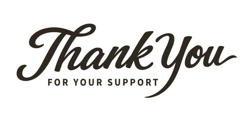 Thank You for Your Support logo with modern black script typography and minimalist subtext © AFRAN STUDIO