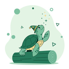 Obraz premium Whimsical Turtle Character Dressed as a Wizard Enchanting Forest Creature