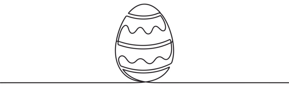 Easter egg continuous line art drawing minimalist design for spring holiday celebration and festive decoration