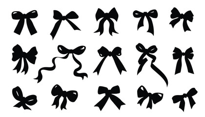Assortment of decorative bows and ribbons for gifts