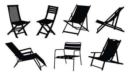 Fototapeta premium Assortment of outdoor chair silhouettes for relaxation and leisure