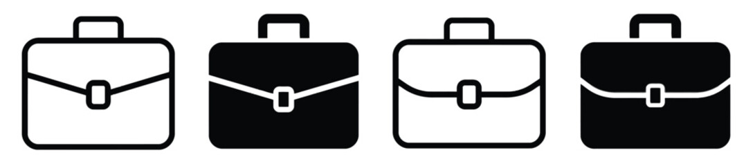 Business briefcase icons in black and white for professional and corporate themes © SkPrsho