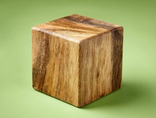 wooden cube natural isolated on a green background
