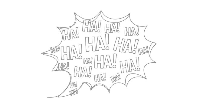 Comic Speech Bubble with Repeating "HA!" Text - Laughter and Humor