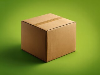 Fototapeta premium cardboard box closed isolated on a green background