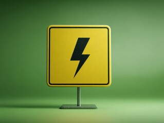 high voltage warning sign isolated on a green background