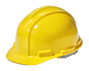 Fototapeta premium Bright Yellow Hard Hat on White Background