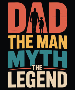 Father and child myth legend bold text vector illustration flat design