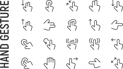 Collection of hand gesture icons for touch screen interaction