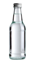 Clear Glass Bottle with Water on White Background