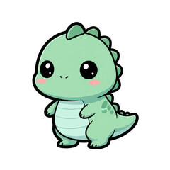 Naklejka premium Adorable baby dinosaur character in pastel flat vector style. Perfect for kids themes, nursery decor, sticker packs, and playful branding.