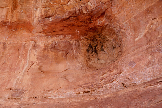 Close up of the hole in the birthing cave in Sedona Arizona, a popular hike. This hole allows photographers to get the full view of the cave