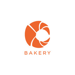 Bakery logo design with orange croissant icon and modern sans serif typography