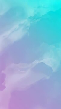 Fluid transition of abstract pastel pink and blue ethereal clouds. Dreamy gradient smoke movement for background. Vertical video