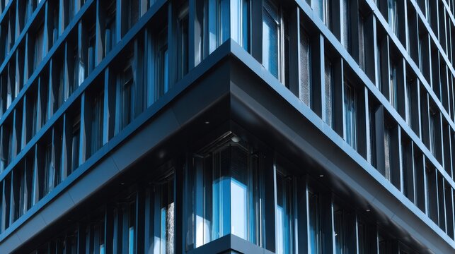 Modern architectural detail abstract exterior view of a high rise building