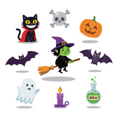 Halloween Icons Collection Spooky Characters and Symbols.