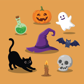 Halloween Icons Collection Spooky Elements.