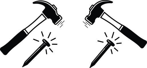 Hammer Nail Icon Construction Metaphor