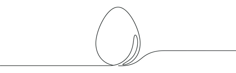 Fototapeta premium Single continuous line drawing of an egg, symbolizing new beginnings and simple elegance in a modern art style.