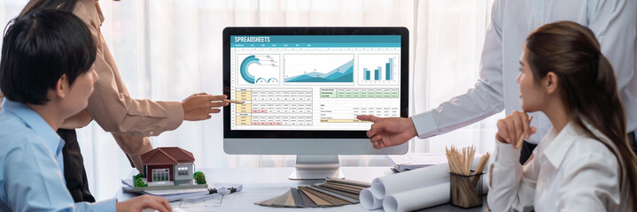 Spreadsheet document information financial startup concept. data and graphs in spreadsheet...