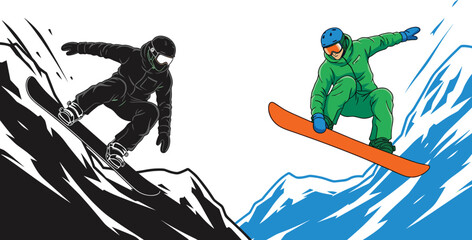 Snowboarder Action Mountain Jump Extreme Sport Freestyle © jannat Stock