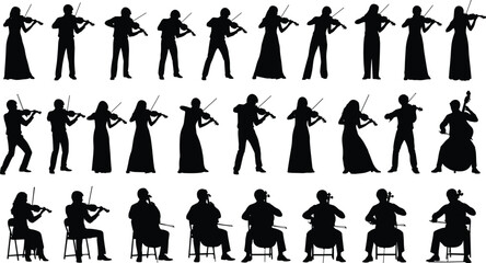 Orchestra Musicians Performing Classical Music Collection © jannat Stock