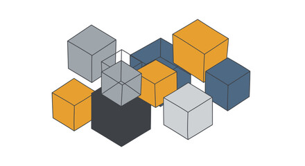 Obraz premium Abstract geometric arrangement of colorful cubes on white background