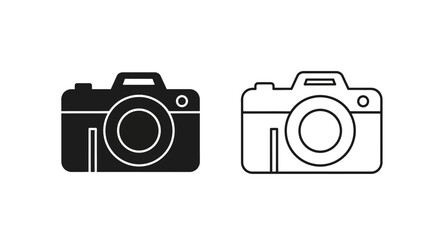 Black and white camera icon set, minimalist camera symbol, vector camera design Vector