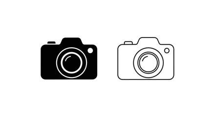 Black and white camera icon set - minimalist camera symbols for design use Vector