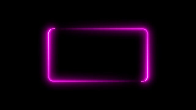 Rectangle glowing neon frame background animation, Glowing neon rectangle border frame in the shape rectangle.