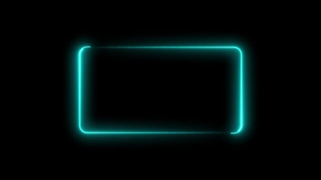 Rectangle glowing neon frame background animation, Glowing neon rectangle border frame in the shape rectangle.